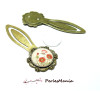 2 pièces: 1 SUPPORT MARQUE PAGE ARTY FLEUR 20mm Bronze H3309 et 1 cabochon