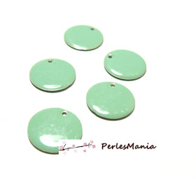 Sequins médaillons émaillés biface rond 20mm vert d'EAU