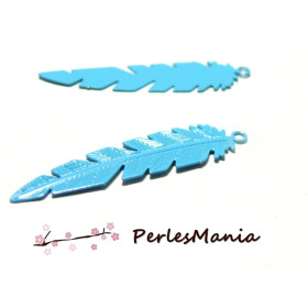 4 Estampes  filigrane BLEU PLUME de 35 mm, DIY