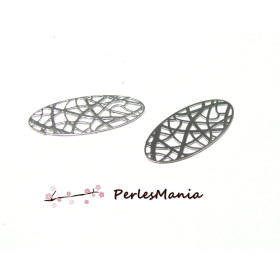 4 Estampes  filigrane FUTURISTE ARGENT VIF de 22 mm, DIY pour création de bijoux raffinés