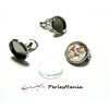 20 pièces: 10 supports de Boucles d'oreille clips 12mm GUN METAL et 10 cabochons, DIY