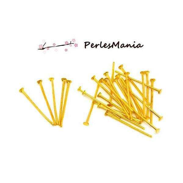 Tiges à Tête Plate 18 mm x 0.7 mm – Finition Dorée