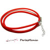 1 collier RAS DE COU en soie TISSEE ROUGE 3mm, H11521, DIY