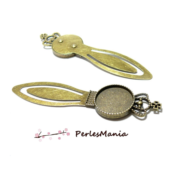 1 SUPPORT MARQUE PAGE ARTY COURONNE 20mm Bronze H8427 pour cabochon, DIY