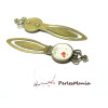 2 pièces: 1 SUPPORT MARQUE PAGE ARTY COURONNE 20mm Bronze H8427 et 1 cabochon
