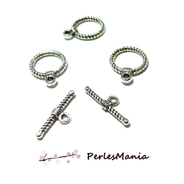PAX 20 sets fermoirs T 2D2112 toggle VIEIL ARGENT TORSADE, DIY
