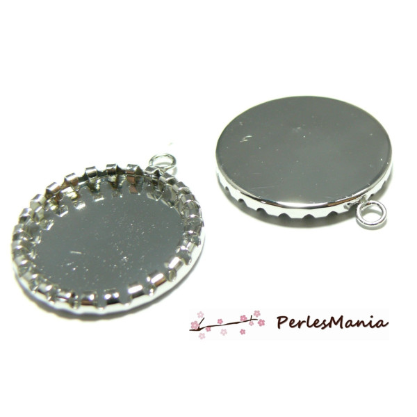 1 pendentif rouleau ARGENT PLATINE 20mm pour cabochon ref 25223