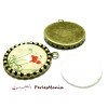 20 pièces: 10 pendentif rouleau BRONZE 20mm et 10 cabochon en verre
