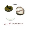 20 pièces: 10 supports de broche vague  en 18mm BRONZE 2D8761  et 10 cabochons