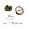 20 pièces: 10 supports de broche vague  en 20mm BRONZE 2D8763 et 10 cabochons