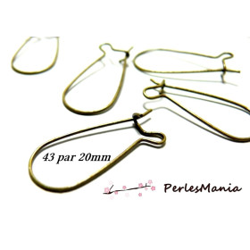 PAX: 50 Boucle d'oreille dormeuses 43 par 20mm BRONZE ref H2214 DIY