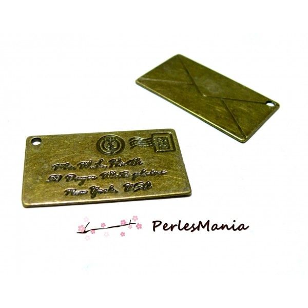 10 pendentifs GRANDE ENVELOPPE A MESSAGE, Bronze  ref20