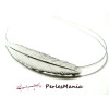 5 serre tête Head Band modèle Feuille Plume ARGENT PLATINE, DIY