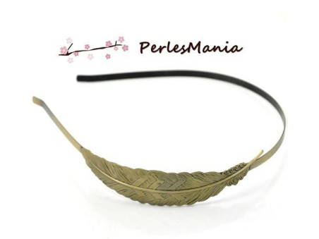 1 serre tête Head Band modèle Feuille Plume BRONZE, DIY