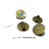 20 pièces: 10 supports de broche vague en 25mm BRONZE qualité Laiton FERMOIR SECURITE et 10 cabochons