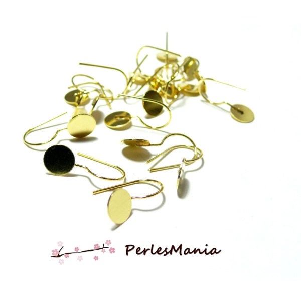 10 Boucle d'oreille  SIMPLE plateau 8mm DORE qualité LAITON 4181