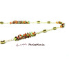 20 cm Chaine Laiton  DORE et perles de verre, rocaille Multicolore GRAPPE ref 32