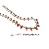 1m Chaine Laiton  ARGENT PLATINE et perles de verre, rocaille ROUGE 2mm ref 27