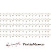 Chaine Laiton ARGENT PLATINE et perles de verre, rocaille BLANC 2mm