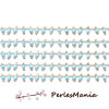1m Chaine Laiton  ARGENT PLATINE et perles de verre, rocaille BLEU CIEL 2mm ref 22