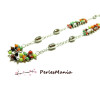 20 cm Chaine Laiton  ARGENT PLATINE et perles de verre, rocaille Multicolore GRAPPE ref 33