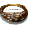 10 COLLIERS Tours de cou Rigides CABLES 1mm CARAMEL couleur  7 ref 6