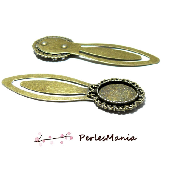 SUPPORT MARQUE PAGE ARTY Noeud 13 par 18mm pour cabochon, Laiton finition Bronze