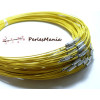 10 COLLIERS Tours de cou Rigides CABLES 1mm JAUNE couleur NO2 ref 1