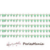 50cm Chaine Laiton  ARGENT PLATINE et perles de verre, rocaille VERT CLAIR 2mm ref 24