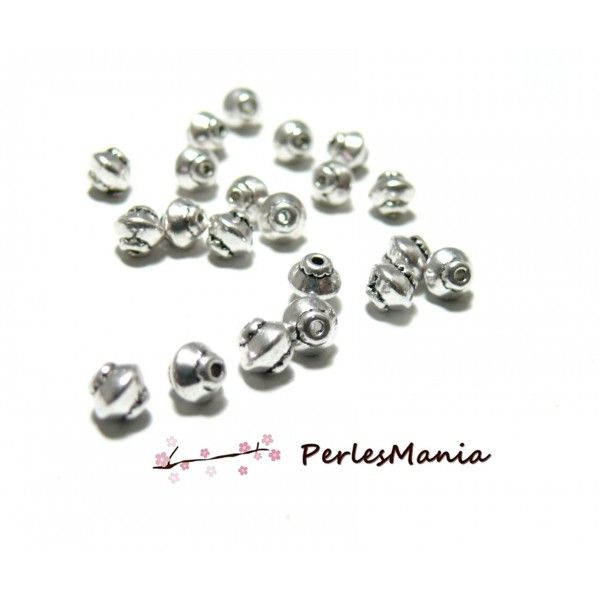 100 perles METAL intercalaires BICONES 5 par 4.5mm ARGENT VIEILLI, H11256