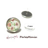 20 pièces: 10 Supports de Boucle d'oreille puce 8mm ARGENT PLATINE et 10 cabochons