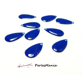 4 SEQUINS EMAILLES FORME GOUTTE D'EAU 21mm BLEU NUIT A052, DIY