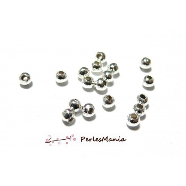 50 perles METAL intercalaires rondes lisse 6mm ARGENT PLATINE, DIY