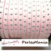 1 ROULEAU DE 18 mètre de suédine à ETOILES rivets argentées ROSE PALE H609, 5 par 2mm, DIY