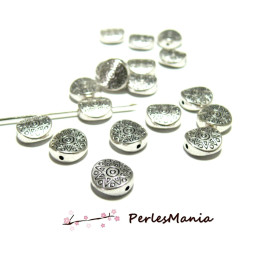 Perles Intercalaires INCA Rondes et Plates 10mm laiton Argent Antique