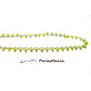 1m Chaine Laiton ARGENT PLATINE et perles de verre, rocaille JAUNE 2mm ref 28