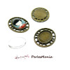 20 pièces: 10 pendentifs CONNECTEUR ARTY OVALE BRONZE ref248 et 10 cabochons