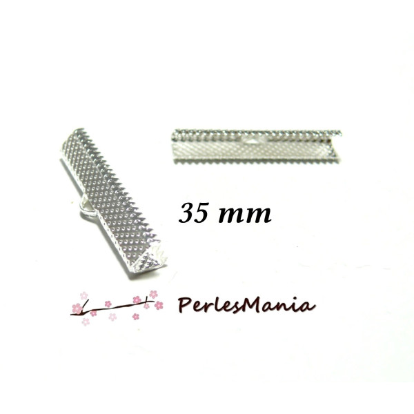 PAX 50 GRIFFE PINCE ATTACHE RUBAN 35mm ARGENT PLATINE serre fils