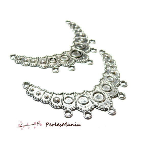 Accessoire bijoux: 2 grands multi connecteur Ethnique P366 Vieil argent