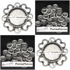 Pendentifs, CONNECTEUR ARTY FLEUR, laiton finition Argent Antique et 10 cabochons en 14mm en verre transparents