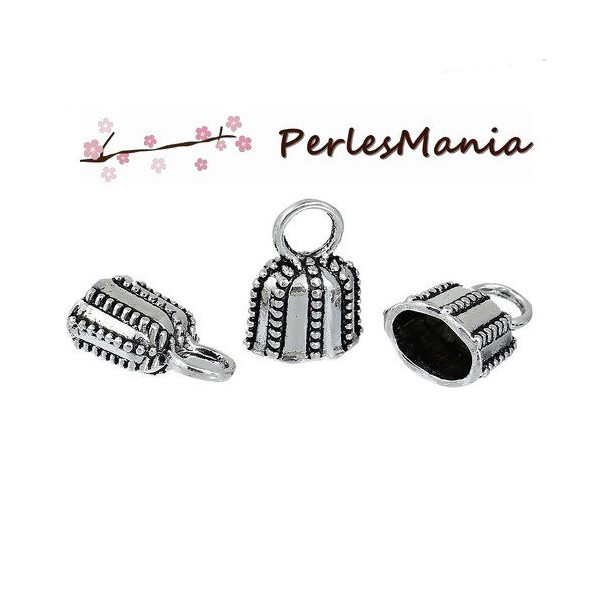 Embouts INDIA pour cordon, métal coloris Argent Antique