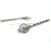 10 Supports de barrette ARGENT PLATINE losange 15mm dentelle ref14294