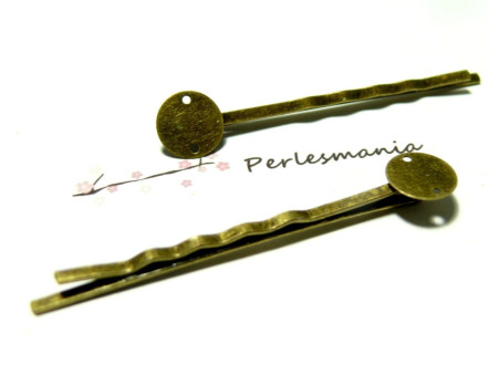 10 Supports de barrette BRONZE AVEC TROU qualité