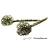 Supports de barrette, FLEUR Dentelle, métal finition BRONZE