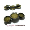 4 Support de barrette CLIP BRONZE triple cabochon 20 et 16mm ref 26141