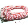 1 collier RAS DE COU en soie TISSEE ROSE PALE 3mm, H1171, DIY