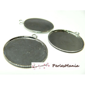10 Supports de pendentif 18mm PLATEAU ARGENT PLATINE