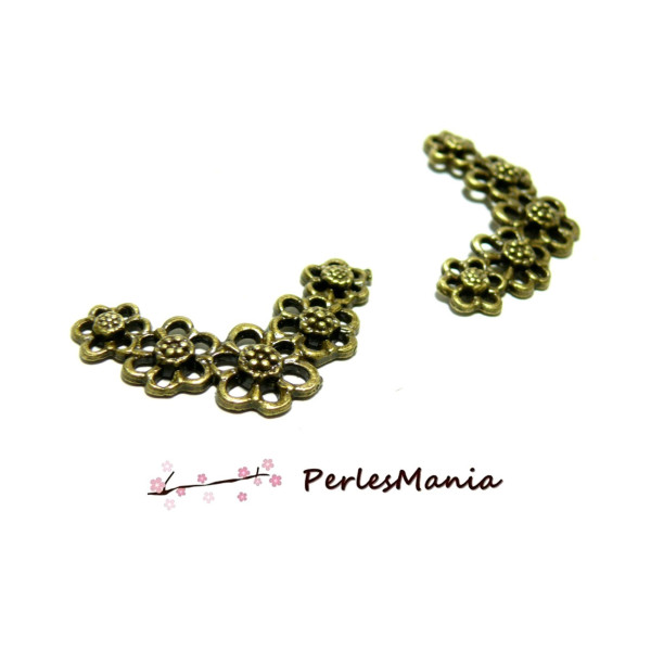 10 pièce pendentif MULTI connecteur FLEURS BRONZE ref 123