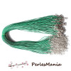Colliers Ras de Cou en Corde Cirée Vert Sapin 1.5mm avec Chaîne d'Extension