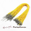 10 colliers RAS DE COU en CORDE CIREE JAUNE 1.5mm ref128 avec chaine d'extension , DIY